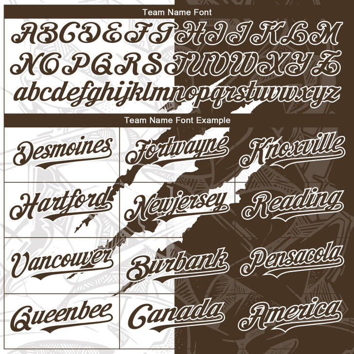 Personalized Baseball Jersey Graffiti Pattern Scratch - Brown White