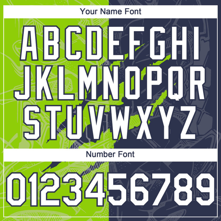 Personalized Baseball Jersey Graffiti Pattern Scratch - White Navy Neon Green
