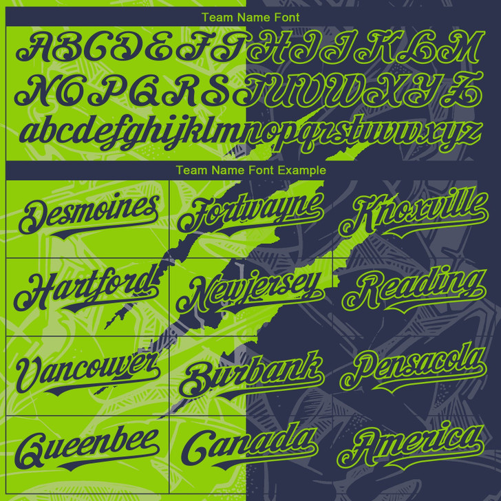 Personalized Baseball Jersey Graffiti Pattern Scratch - Navy Neon Green