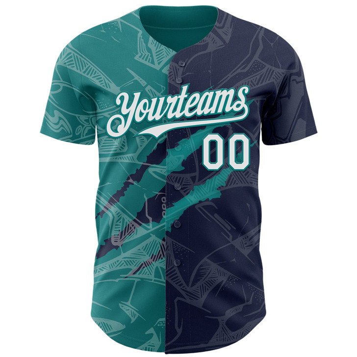 Personalized Baseball Jersey Graffiti Pattern Scratch - White Navy