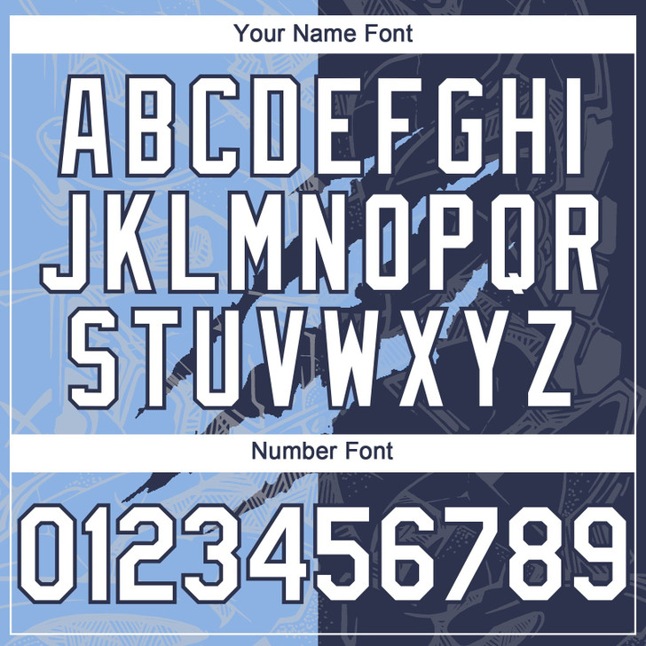 Personalized Baseball Jersey Graffiti Pattern Scratch - White Navy Light Blue