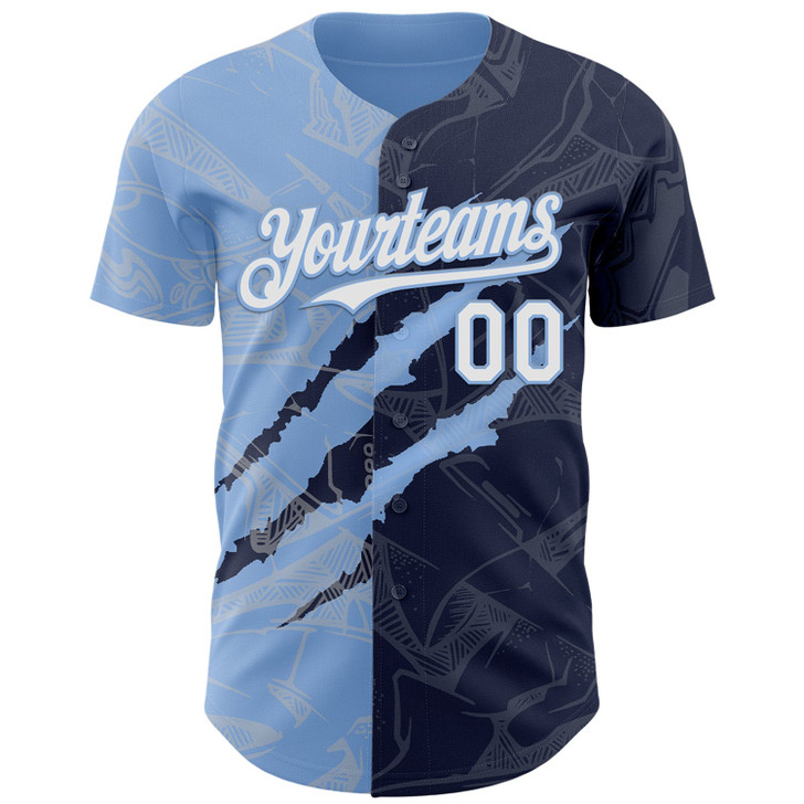 Personalized Baseball Jersey Graffiti Pattern 3D Scratch - White Navy