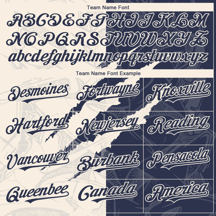 Personalized Baseball Jersey Graffiti Pattern Scratch - Navy Cream