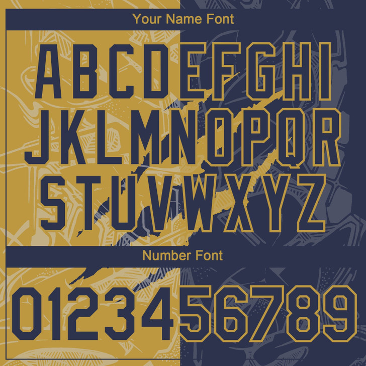 Personalized Baseball Jersey Graffiti Pattern Scratch - Navy Old Gold