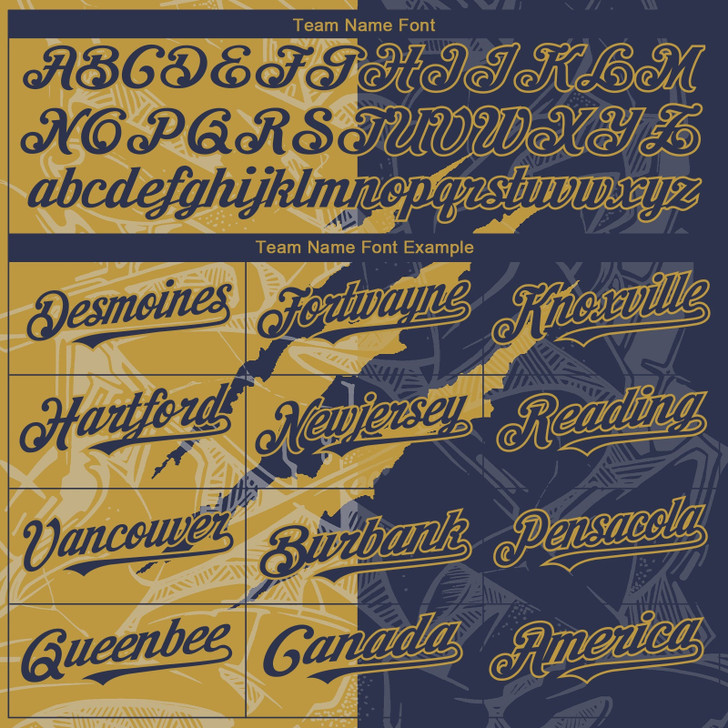 Personalized Baseball Jersey Graffiti Pattern Scratch - Navy Old Gold