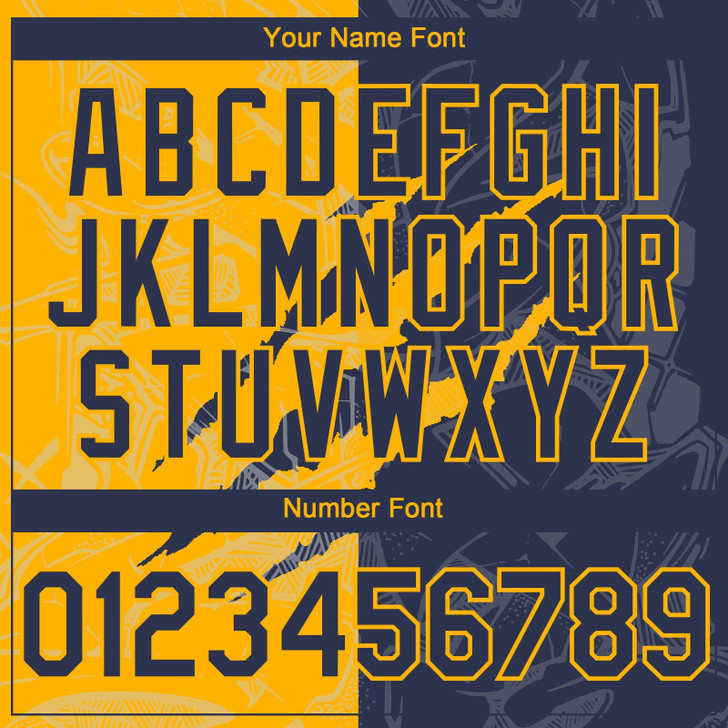 Personalized Baseball Jersey Graffiti Pattern Scratch - Navy Gold