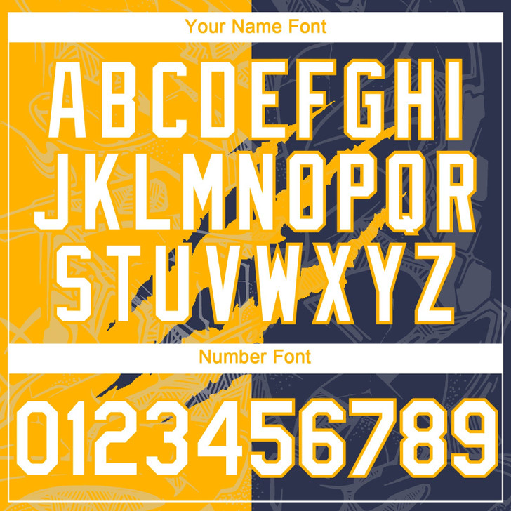 Personalized Baseball Jersey Graffiti Pattern Scratch - White Navy Gold