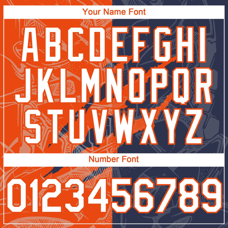 Personalized Baseball Jersey Graffiti Pattern 3D Scratch - White Navy Orange