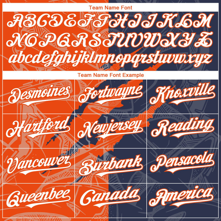 Personalized Baseball Jersey Graffiti Pattern 3D Scratch - White Navy Orange