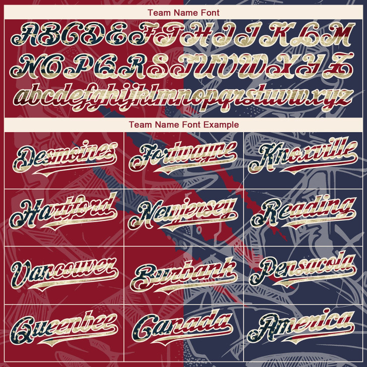 Personalized Baseball Jersey Graffiti Pattern Scratch - Vintage USA Flag Navy Crimson Cream