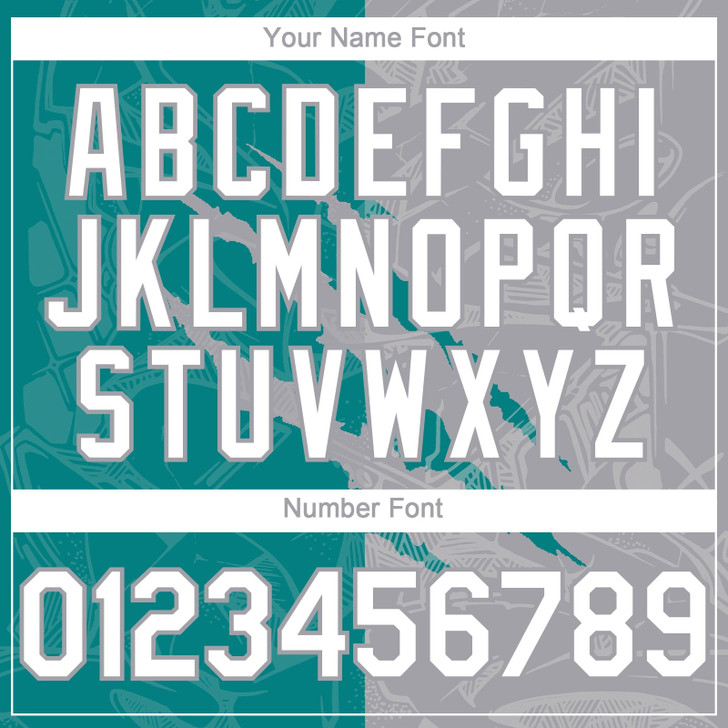 Personalized Baseball Jersey Graffiti Pattern Scratch - White Teal Gray