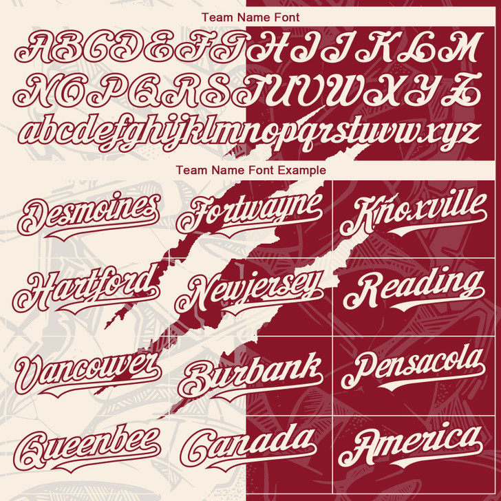 Personalized Baseball Jersey Graffiti Pattern Scratch - Cream Crimson