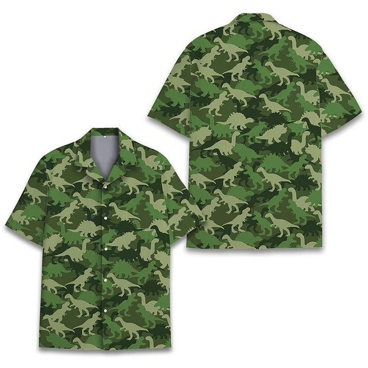 Hawaiian Shirt - Dinosaur Camouflage Camo Dino Jungle