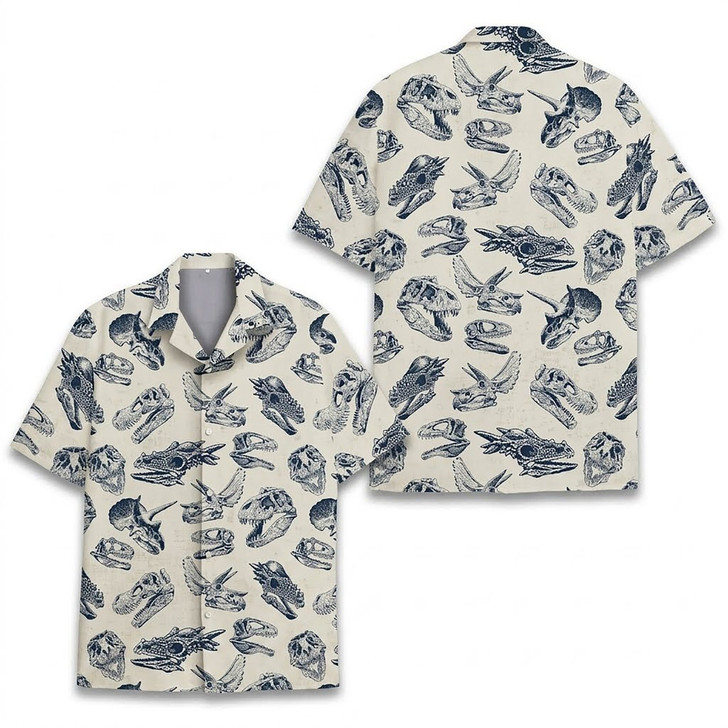 Hawaiian Shirt - Dinosaur Skull Vintage Jurassic Summer