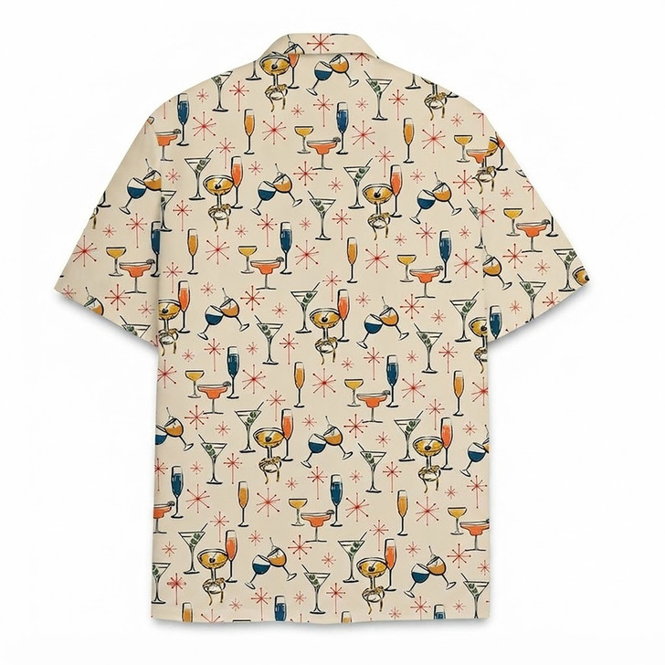 Hawaiian Shirt - Vintage Cocktail Retro Drink Martini Champagne Party