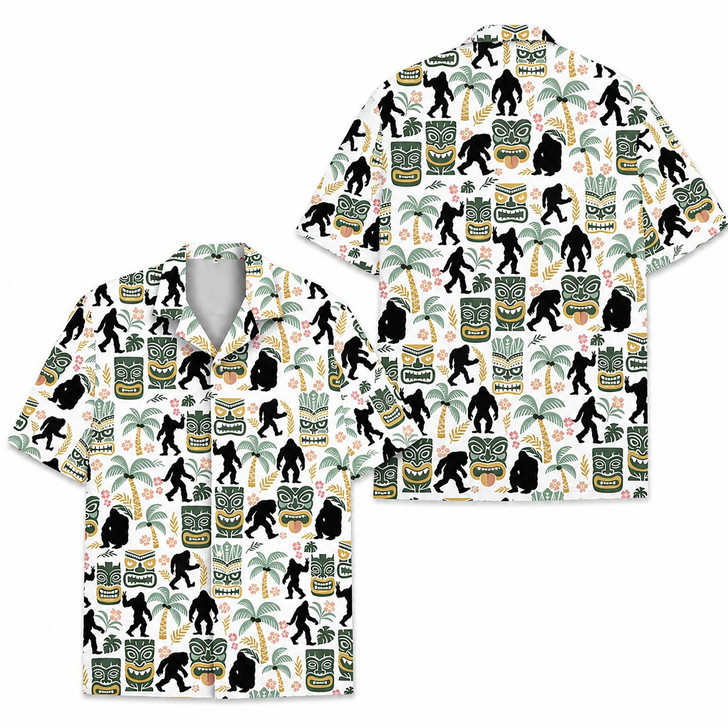 Hawaiian Shirt - Tropical Bigfoot Summer Palm Tree Beach