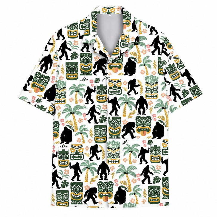 Hawaiian Shirt - Tropical Bigfoot Summer Palm Tree Beach