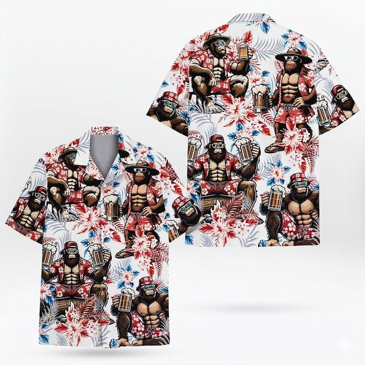 Hawaiian Shirt - Funny Beer Bigfoot Summer Beach