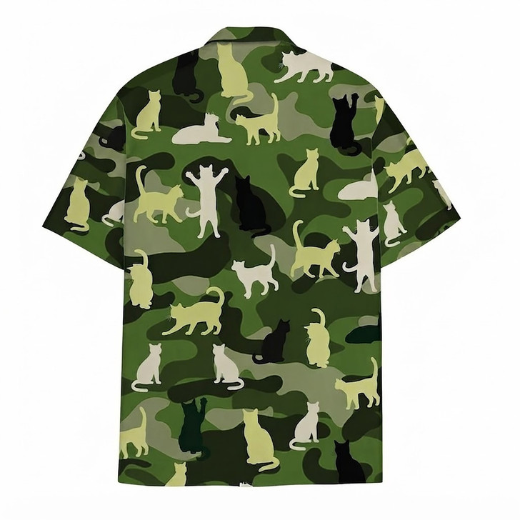 Hawaiian Shirt - Funny Camo Cat Camouflage Print