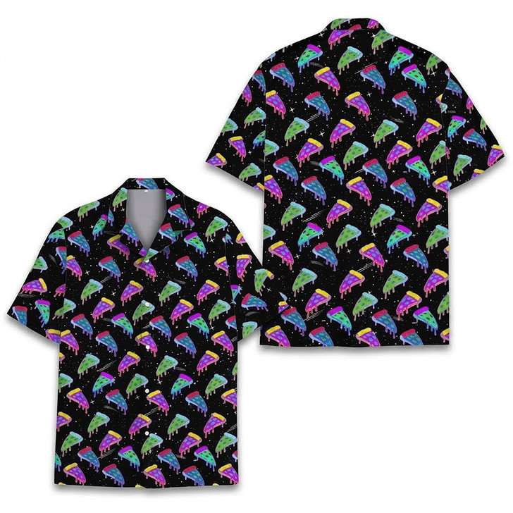 Hawaiian Shirt - Neon Pizza Funny Space Galaxy