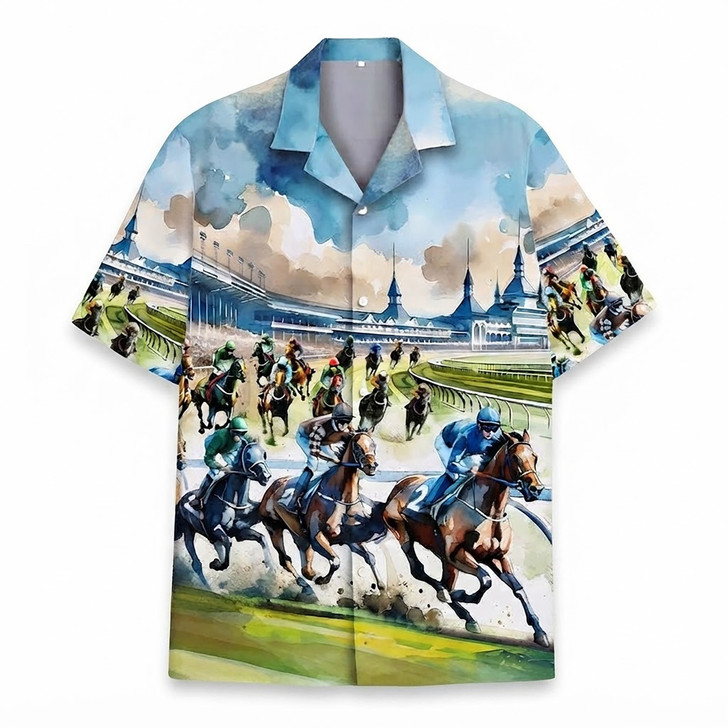 Hawaiian Shirt - Funny Horse Racing Summer Short Sleeve