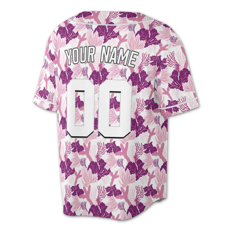 Personalized Floral Coral Baseball Jersey - Custom Name, Team & Number