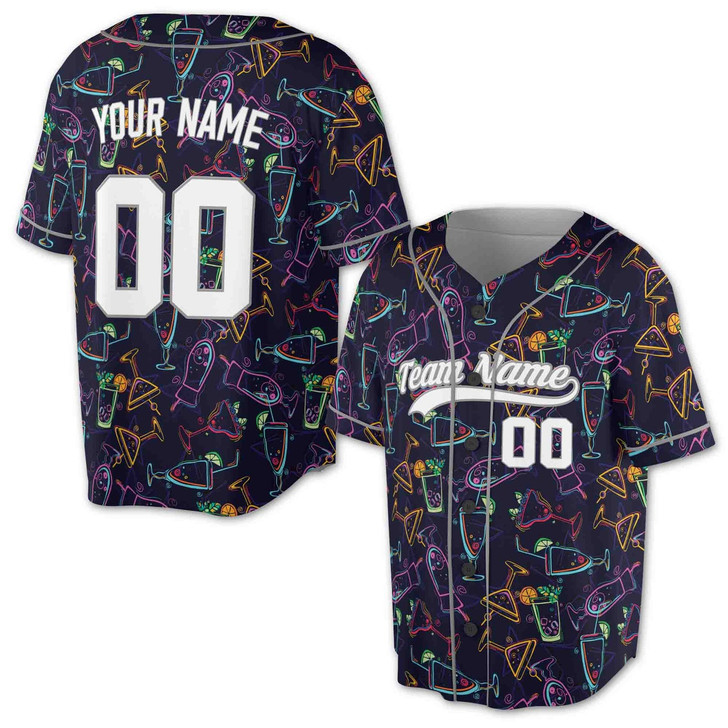 Personalized Cocktail Baseball Jersey - Custom Name, Team & Number