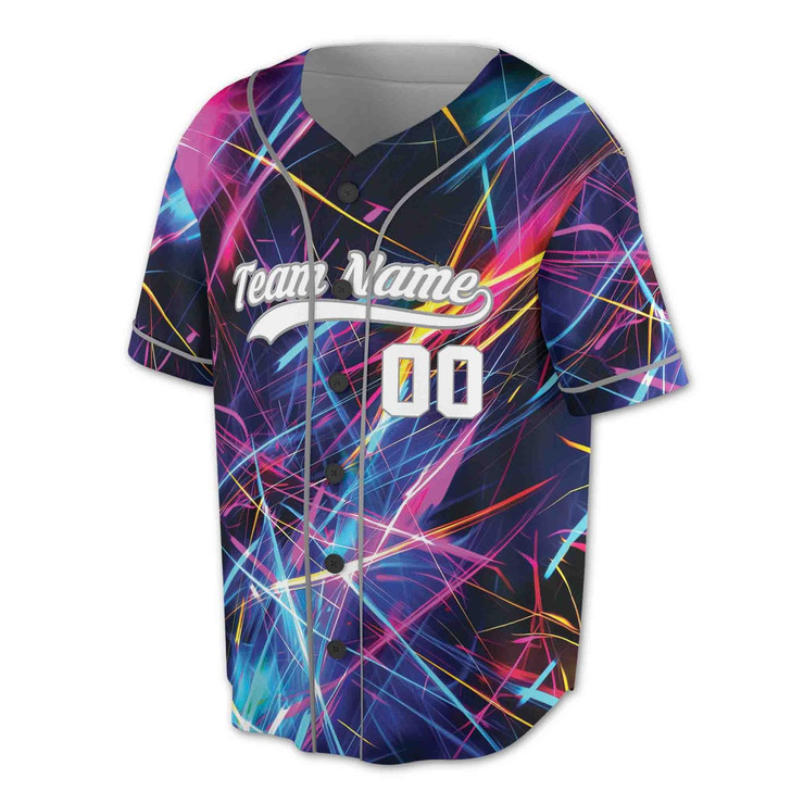 Personalized Abstract Neon Laser Line Baseball Jersey - Custom Name, Team & Number