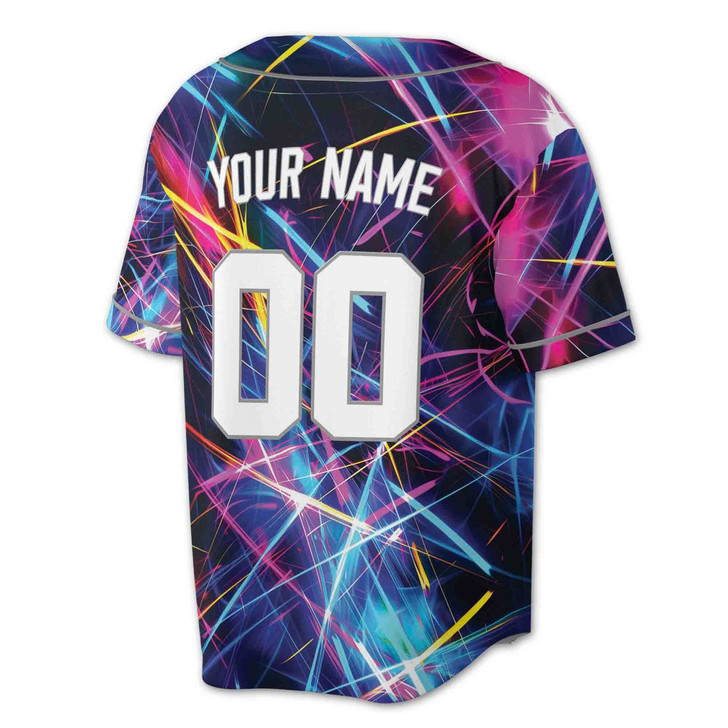 Personalized Abstract Neon Laser Line Baseball Jersey - Custom Name, Team & Number