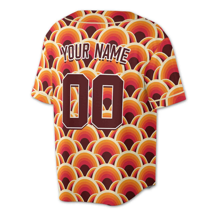Personalized Retro Overlapping Circle Pattern Baseball Jersey - Custom Name, Team & Number