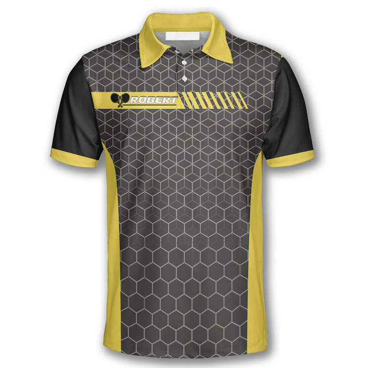 Personalized Polo Shirts Honeycomb Pattern Pickleball - Custom Name & Team Name