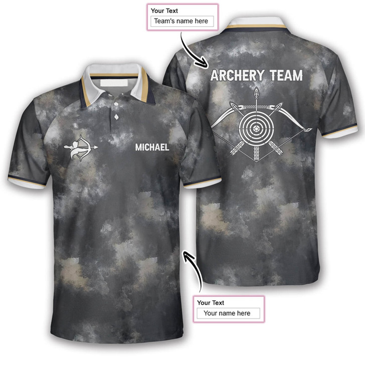Personalized Polo Shirts 3D All Over Print Archery Tie Dye Pattern - Custom Name & Team Name