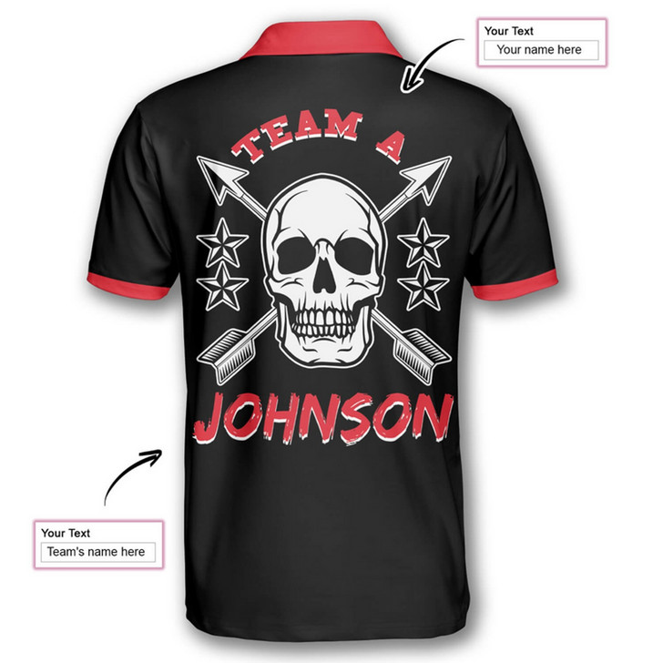 Personalized Polo Shirts Archery Skull Arrow Argyle Pattern - Custom Name & Team Name