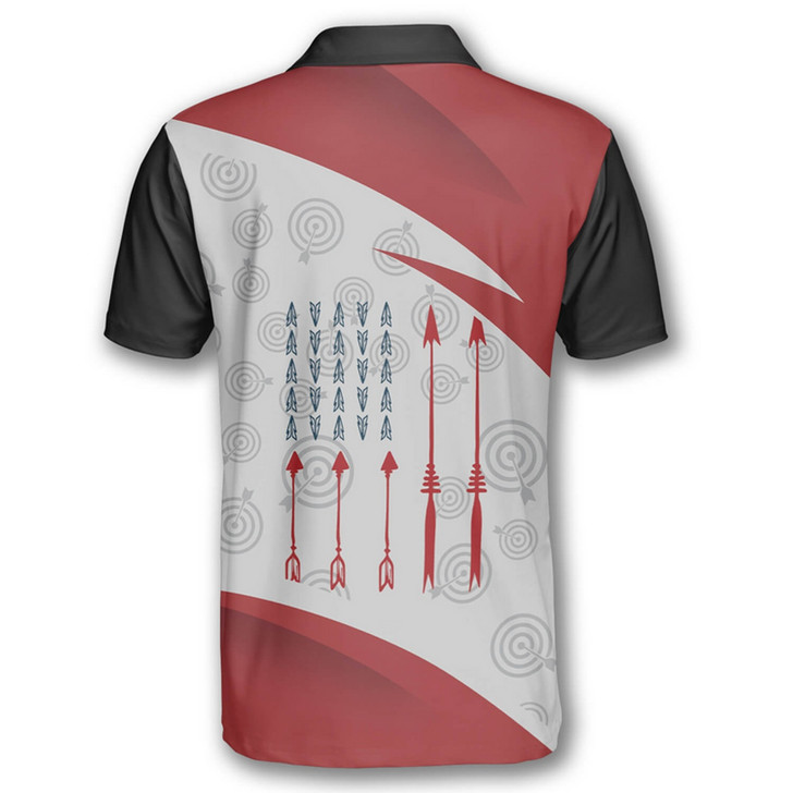 Personalized Polo Shirts Archery Red Silhouette - Custom Name