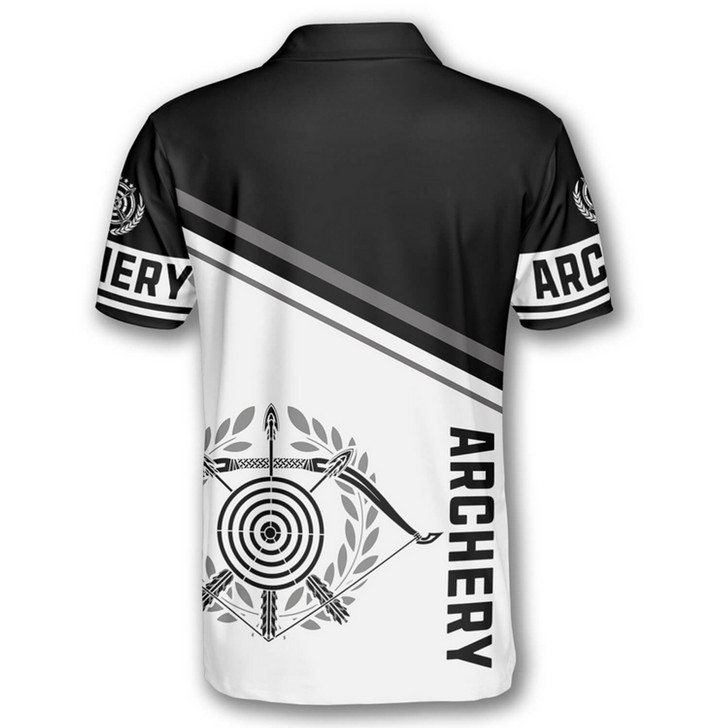 Personalized Polo Shirts Archery Emblem Black White Version - Custom Name