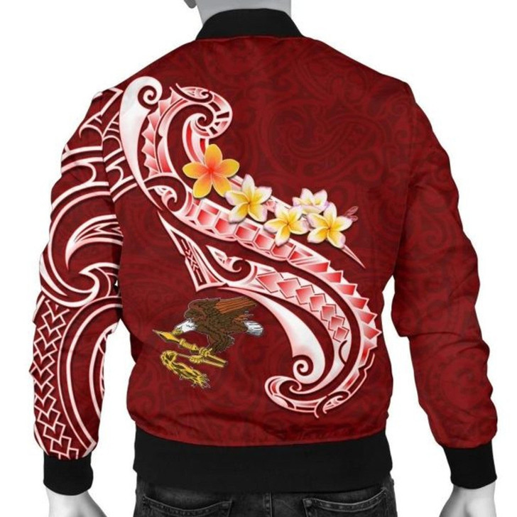 3D Bomber Jacket American Samoa - AS Seal Polynesian Patterns Plumeria