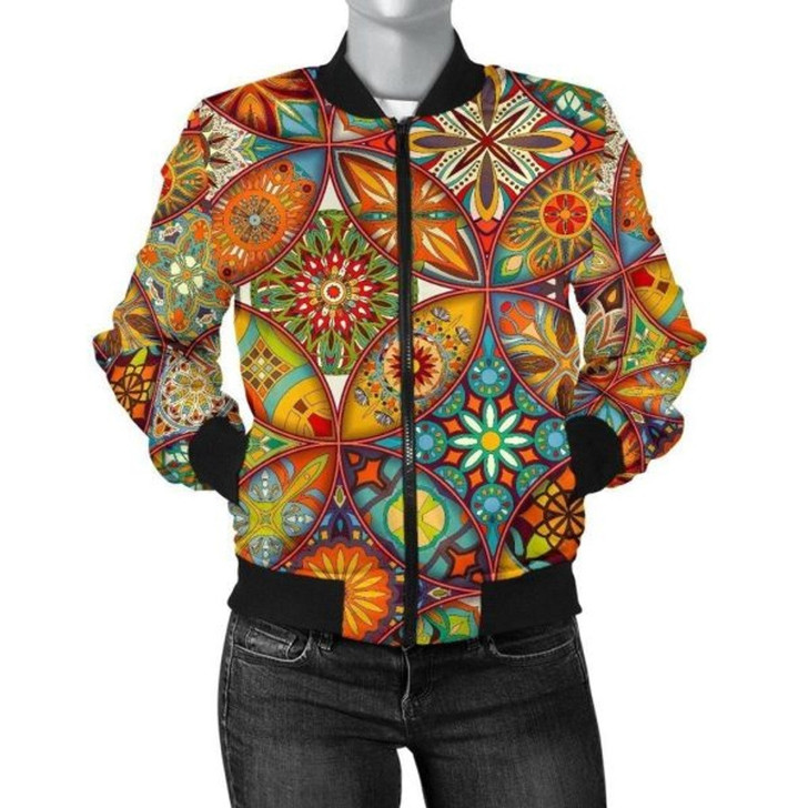 3D Bomber Jacket Bohemian Patchwork Print Pattern Casual