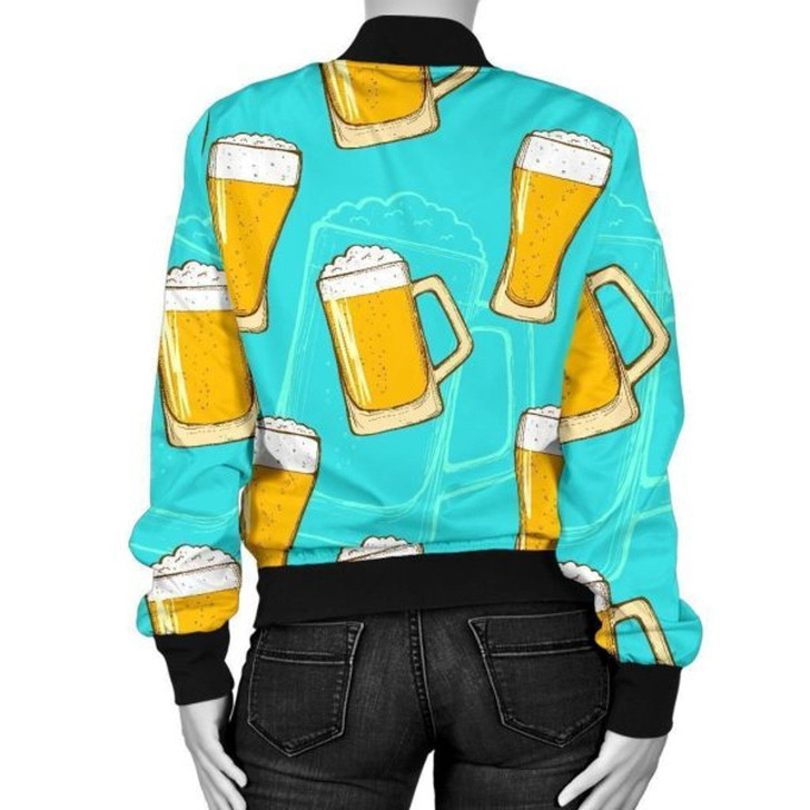 3D Bomber Jacket Beer Blue Pattern Print Casual