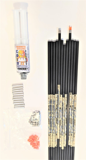 12 INFERNO IBO ILLEGAL FOC KING STEEL FOOTED 325 SPINE ARROW SHAFTS & FREE COLD CARBON 72 EPOXY 