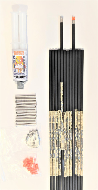 12 FOC KING STEEL FOOTED 325 SPINE ARROW SHAFTS & FREE COLD CARBON 72 EPOXY