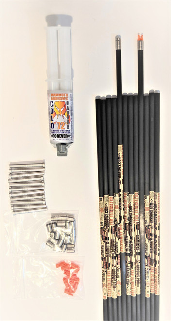 12 FAD ELIMINATOR STEEL FOOTED 125 SPINE ARROW SHAFTS & FREE COLD CARBON 72 EPOXY