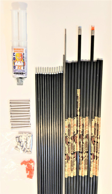 12 FAD ELIMINATOR STEEL FOOTED 125-50 SPINE ARROW SHAFTS & PINK TUSK FUSION RODS & FUSION ROD WRENCH & REMOVAL TOOL & COLD CARBON 72 EPOXY