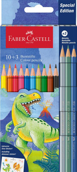 Faber-Castell – Classic + Metallic + Neon Coloured Pencils Set – Dinosaur Special Edition
