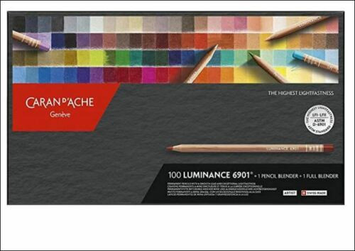 Caran D'Ache Luminance Box - 100 Assorted With 1 pencil blender, 1 full blender