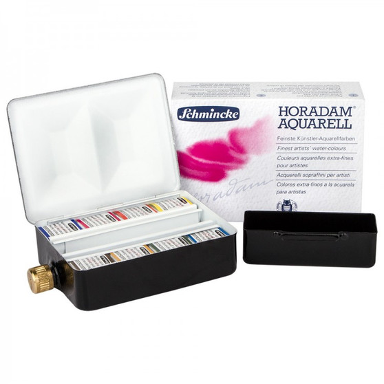 SCHMINCKE - HORADAM FINEST WATERCOLOUR PAINTS - 8 HALF PAN - COMPACT FIELD BOX