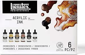 Liquitex Professional Acrylic Ink, Set of 6 x 30 ml Iridescent Colours