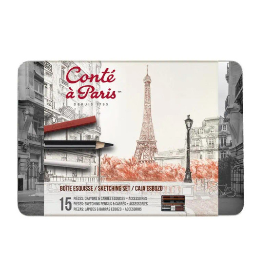 Conte a Paris Sketching Set : 15 Piece Sketching Pencils & Carres + Accessories
