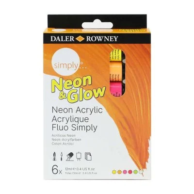 Daler Rowney Simply Acrylic Neon Paint Set : 6x12ml