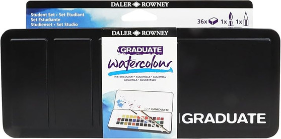 Daler Rowney Graduate Watercolour Aquarelle 36 Half Pan Student Set