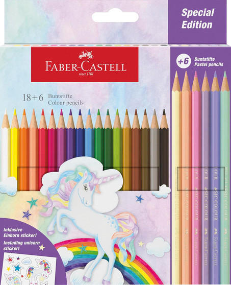 Faber Castell 18+6 Pastel Colour Pencils Set - Unicorn Special Edition